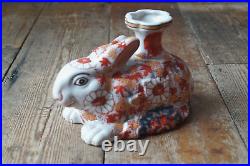 Vintage Chinese Ceramic Rabbit Candle Stick Holder