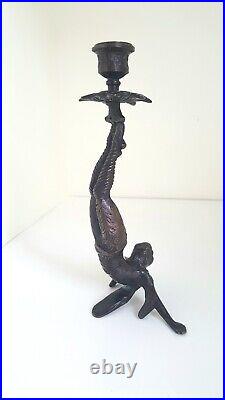 Vintage Chinese bronze figural candlestick in the manner of an acrobat