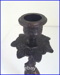 Vintage Chinese bronze figural candlestick in the manner of an acrobat