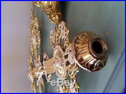 Vintage Christian Religious Sceptre Crucifiction Candlesticks Church Altar Brass