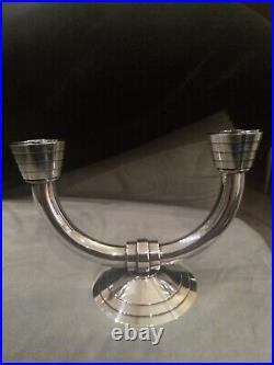 Vintage Christofle Candle Holder Candelabra Christofle of France Art Deco style