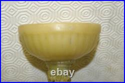 Vintage Continental Romantic Scene Ivory Resin Carved Candle Holders