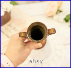 Vintage Copper Vase Decorative Candlestick Solid Handmade Candle Holder Handles