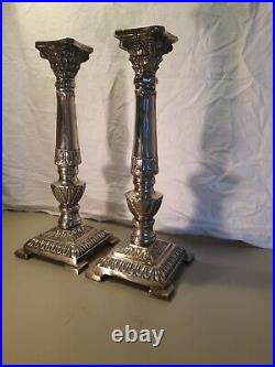 Vintage Corinthian Design Silver plate Candlesticks. 37cm Tall