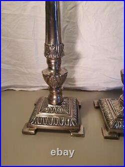 Vintage Corinthian Design Silver plate Candlesticks. 37cm Tall