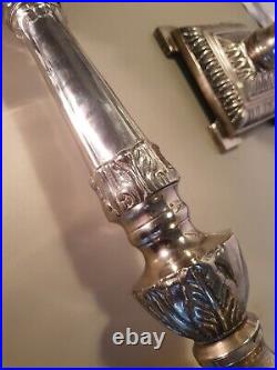 Vintage Corinthian Design Silver plate Candlesticks. 37cm Tall