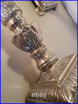 Vintage Corinthian Design Silver plate Candlesticks. 37cm Tall