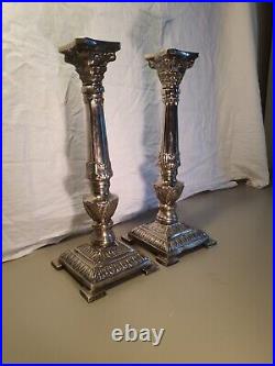 Vintage Corinthian Design Silver plate Candlesticks. 37cm Tall