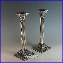 Vintage Corinthian Style 10 Reeded Column Candlesticks Silver Plate