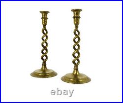 Vintage Couple pair Barley twist Ornate Brass Candle Holders Candlesticks