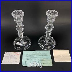 Vintage Crystal Candlesticks w Tiffany Box & Receipt 8 tall Round VTG Lovely