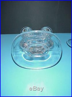 Vintage Crystal Glass Double Candlestick Holders Pair
