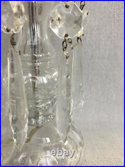Vintage Cut Crystal Prisms Droplets Lustre Glass Bedside Table Lamp Candlestick
