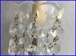Vintage Cut Crystal Prisms Droplets Lustre Glass Bedside Table Lamp Candlestick