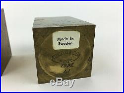 Vintage Danish Modern Heavt Brass Post Modern Candlestick Pair Gusum Sweden