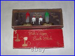 Vintage Davis Christmas Salt N Pepper Candle Sticks Shakers Unused In Box
