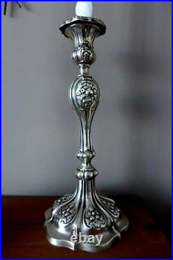 Vintage Decorative Silver Plated Pair Candlesticks Holder Stick 29 cm high 3-08