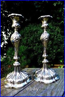 Vintage Decorative Silver Plated Pair Candlesticks Holder Stick 29 cm high 3-08