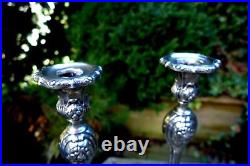 Vintage Decorative Silver Plated Pair Candlesticks Holder Stick 29 cm high 3-08