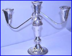 Vintage Duchin Sterling Silver 8.75 Convertible Triple Candelabra Candlesticks