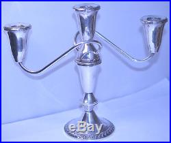 Vintage Duchin Sterling Silver 8.75 Convertible Triple Candelabra Candlesticks