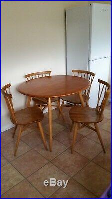 Vintage ERCOL CANDLESTICK DINING SET -Dining Table & Four Chairs. Good Condition