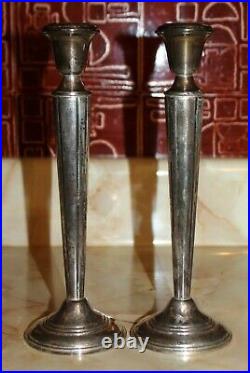 Vintage Empire Sterling Weighted 374 Tall Silver Candlesticks Candle Holders