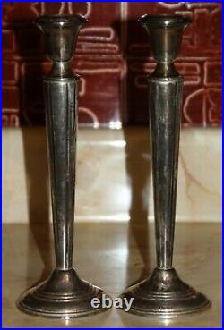 Vintage Empire Sterling Weighted 374 Tall Silver Candlesticks Candle Holders