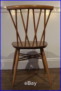 Vintage Ercol 1960s Windsor Latticed Candlestick Dining Chairs Model No. 376