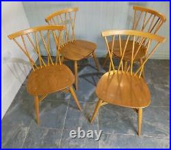 Vintage Ercol Candlestick Chairs x4 Blonde Windsor No 376 VGC 1960's
