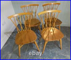 Vintage Ercol Candlestick Chairs x4 Blonde Windsor No 376 VGC 1960's