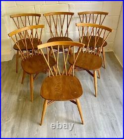 Vintage Ercol Candlestick Dining Chairs 6 Lattice Midcentury delivery available