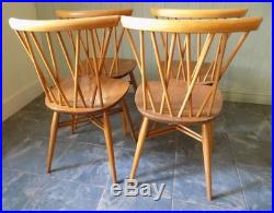 Vintage Ercol Candlestick Dining Chairs x 4 Blonde No. 376 Mid Century VGC