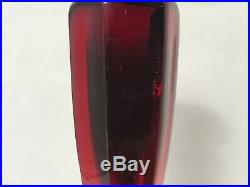 Vintage Fenton Candle Stick Holder Florentine #349 Ruby Red 10 1/2 Inches Tall