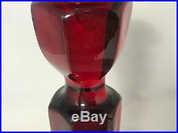 Vintage Fenton Candle Stick Holder Florentine #349 Ruby Red 10 1/2 Inches Tall