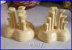 Vintage Fiesta Fiestaware Tripod Pyramid Candlestick Candle Holders Yellow