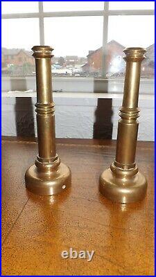 Vintage Fire Hose Brass Nozzle Candle Sticks Near Pair Heavy Brass