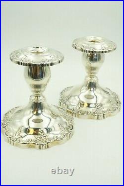 Vintage Fisher English Rose 2409 Sterling Silver Weighted Candle Stick Holders