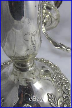 Vintage Fisher Sterling Silver English Rose 3 Light Large Candelabra Candlestick