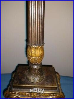 Vintage Frederick Cooper Bouillotte Candlestick Brass and Marble 32.5 Tall Lamp