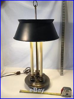 Vintage Frederick Cooper Brass Bouillotte Candlestick Lamp 29 Black Tole Shade