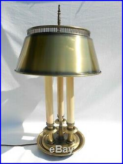 Vintage Frederick Cooper Brass Bouillotte Candlestick Lamp withTole Shade