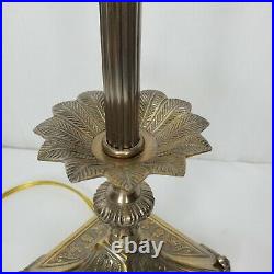 Vintage Frederick Cooper Brass Tone Candlestick Table Lamp Red Gold Shade 30