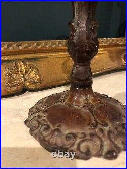 Vintage French Bougeoirs Bronze Epoque Art Deco Single Candelabra with Patina