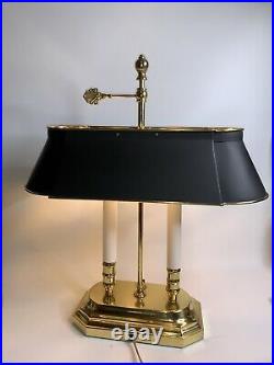 Vintage French Bouillotte Brass Candlestick Adjustable Tole Desk Table Lamp 20