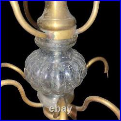 Vintage French Brass Crystal & Glass Droplet 2 Candle Candelabra Maximalist