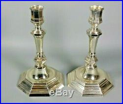 Vintage French CHRISTOFLE Pair of Candlesticks Queen Anne Style Silver Plated