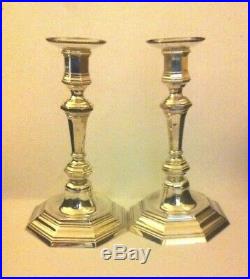 Vintage French Christofle Queen Anne Style Silver Plated Pair Of Candlesticks