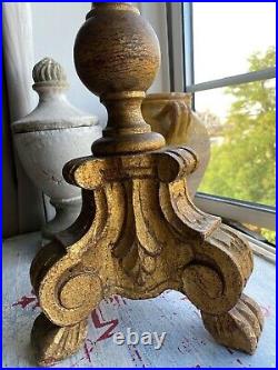 Vintage French Gold Guild Wooden Church Candleholder French Candle Holder