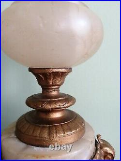 Vintage French clock and candlesticks. Alabaster and gilded bronze